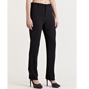 NWT Lands End Womens Mid Rise Straight Leg Trouser Pants Black  14 33/34W $80